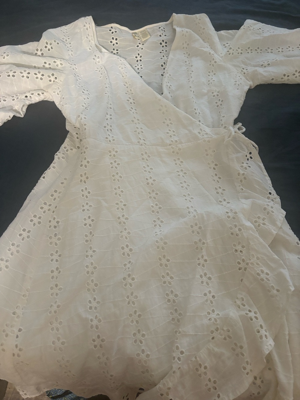Japna White Eyelet Wrap Dress